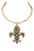 2 Tone Fleur De Lis Pendant Collar Necklace
