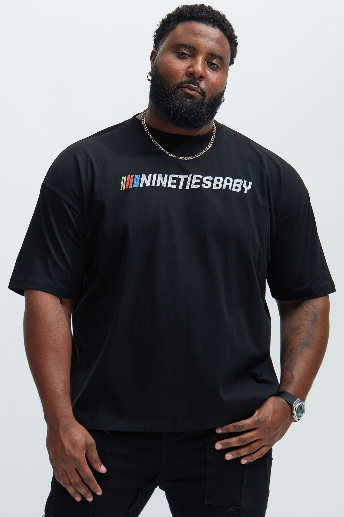 90's Till Infinity Oversized Short Sleeve Tee - Black