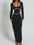 Contrast Trim Long Sleeve Bodycon Maxi Dress