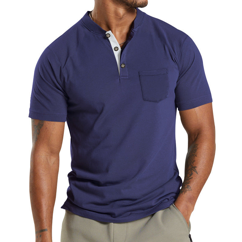 Plus Size Men's Short Sleeve Button Pocket T-shirt Polo