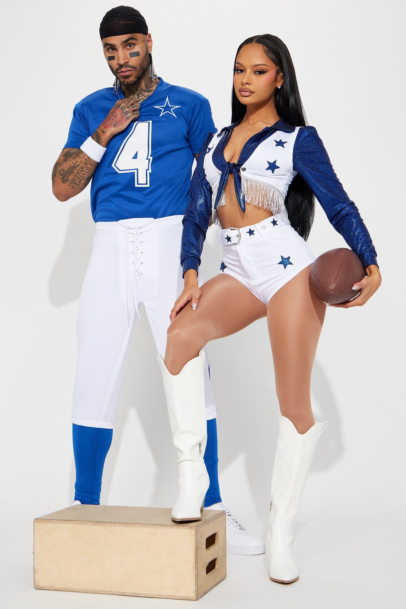 Cheer Stars 4 Piece Costume Set - Blue/combo