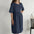 Cotton Linen Round-neck Loose Casual Solid Color Pocket Dress