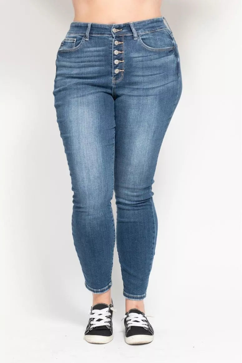 Judy Blue Full Size High Rise Button Fly Skinny Jeans Plus Size