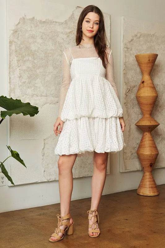 Davi & Dani Checker Print Side Pockets Textured Mini Dress