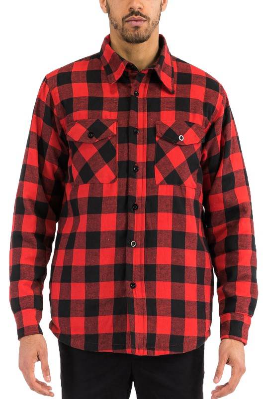 Mens Quilted Padded Flannel
