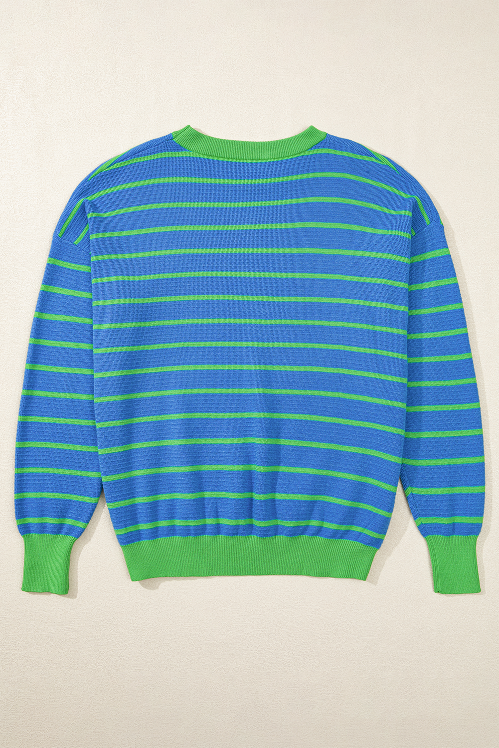Briar Stripe Trimmed Round Neck Loose Sweater