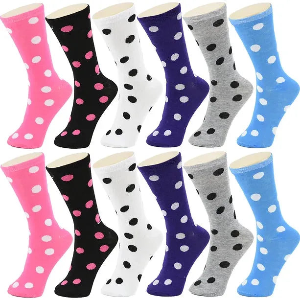 30-Pairs Women's Fun Patterned Cotton-Blend Crew Socks Assorted Pairs