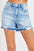 RISEN High Rise Distressed Hem Denim Shorts