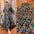 Muslim Malay Indonesian Ruffled Printed Dress
