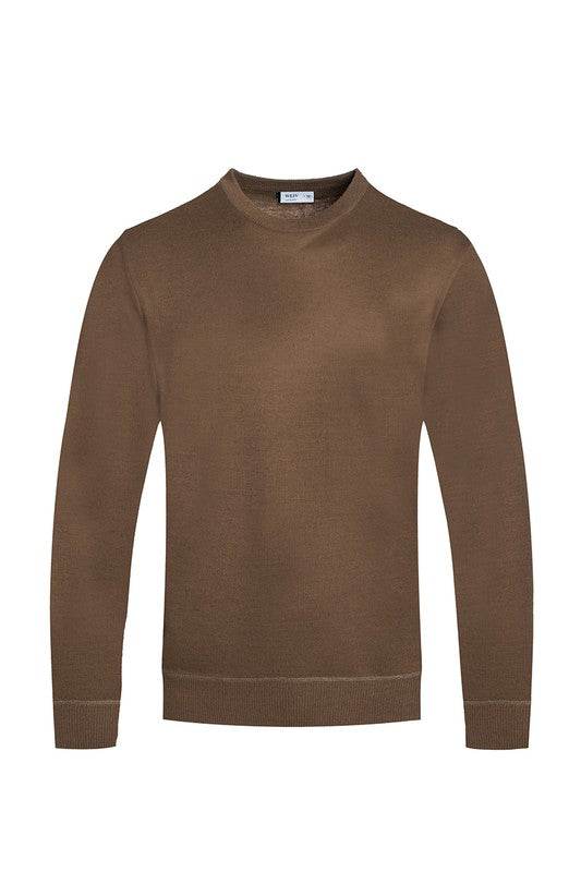 SOLID COLOR ROUND NECK SWEATER