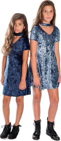 KIDS VELVET CHOKER DRESS