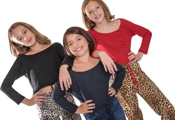 KIDS WAFFLE OFF THE SHOULDER TOP