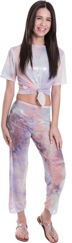 KIDS TIE - DYE MESH KNOT FRONT TOP