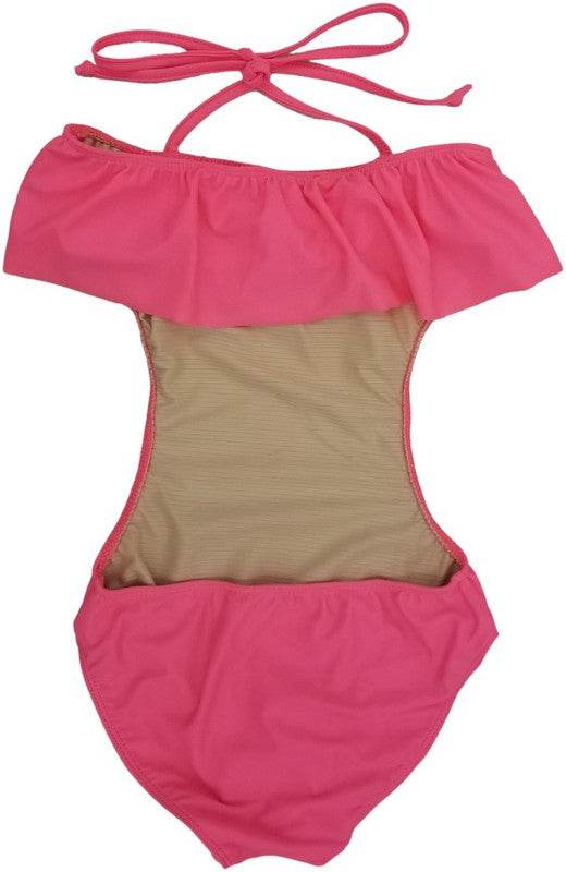 GIRLS ONE PIECE RUFFLE BATHING SUIT