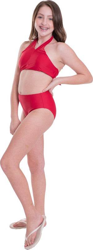 KIDS HIGH WAISTED HALTER BIKINI
