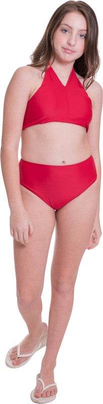 KIDS HIGH WAISTED HALTER BIKINI