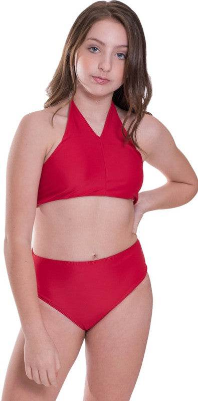 KIDS HIGH WAISTED HALTER BIKINI