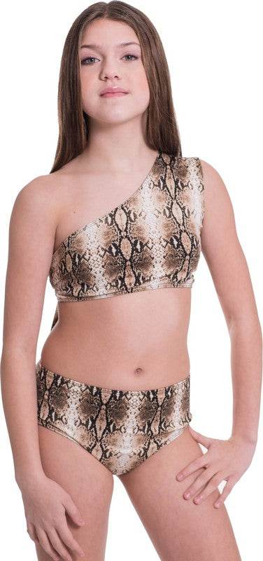 KIDS ONE SHOULDER HIGH WAISTED BIKINI