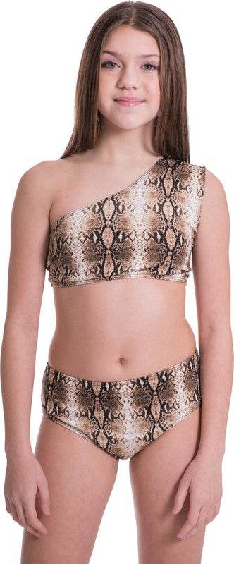 KIDS ONE SHOULDER HIGH WAISTED BIKINI