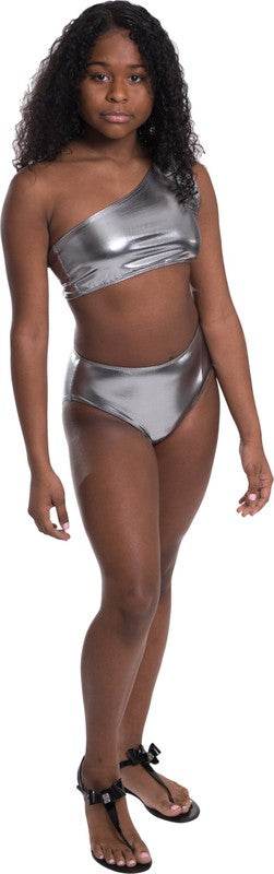 KIDS ONE SHOULDER HIGH WAISTED BIKINI