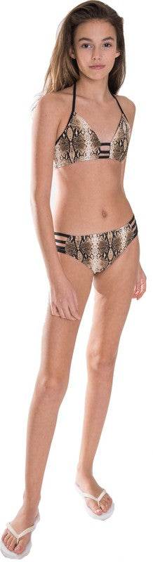 GIRL'S BROWN SNAKESKIN LADDER TWO PIECE