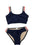 JUNIORS NAVY TWO PIECE STRIPE SIDE BATHING SUIT