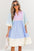 Joelle Striped Ric Rac Puff Sleeve Collared Mini Dress