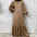New Fashion Women's Patchwork Muslim Lace Up Solid Color Dress