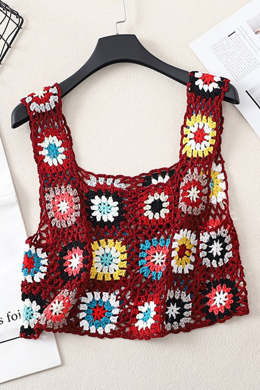 Boho Bliss Crochet Crop Top – Swimsuit Cover Up