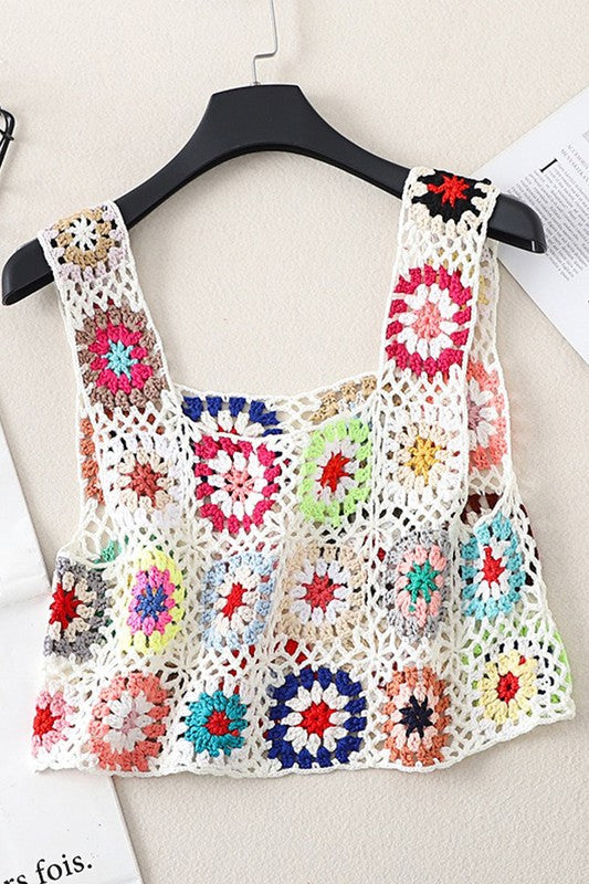 Boho Bliss Crochet Crop Top – Swimsuit Cover Up