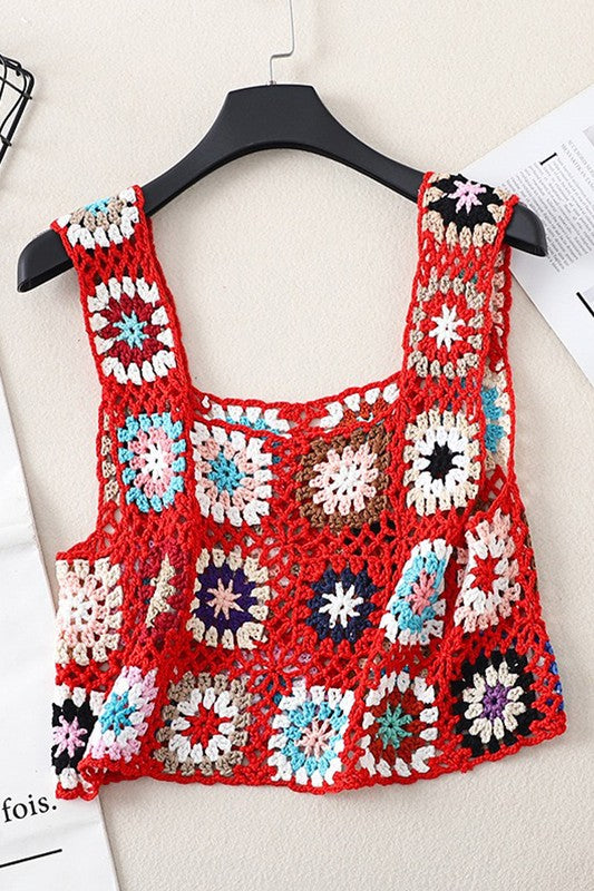 Boho Bliss Crochet Crop Top – Swimsuit Cover Up