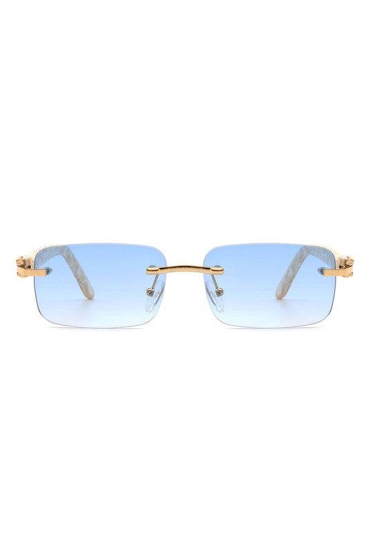 Rimless Rectangle Retro Tinted Fashion Sunglasses