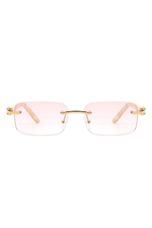 Rimless Rectangle Retro Tinted Fashion Sunglasses