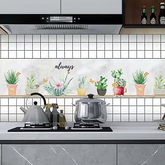 Cartoon Self-adhesive Wallpaper Kitchen High Temperature Resistant, Easy To Scrub, Oil Proof Stickers, Non-fading, Refurbished Decorative Wallpaper Stickers Thick