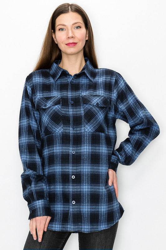 Womens Boyfriend Flannel Shirt S-L ONLY