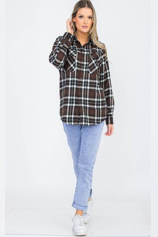 Womens Boyfriend Flannel Shirt S-L ONLY