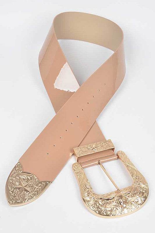 Plus Size Iconic Buckle Statement Patent Belt