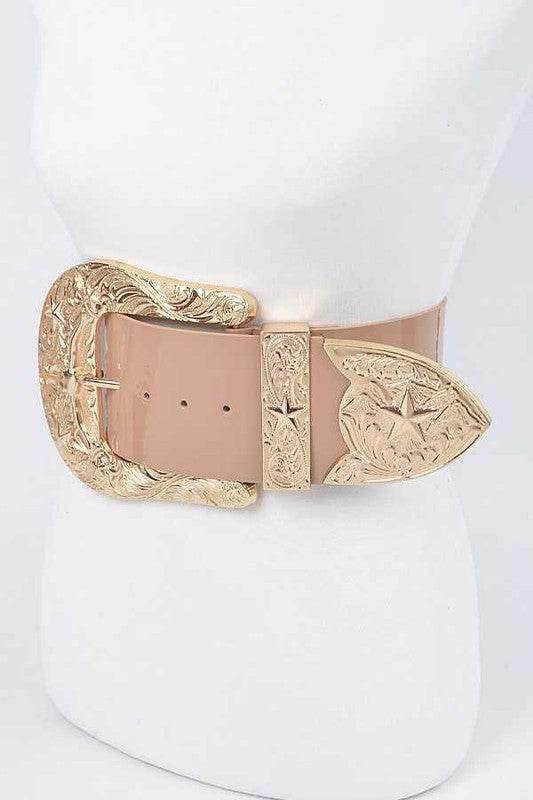 Plus Size Iconic Buckle Statement Patent Belt