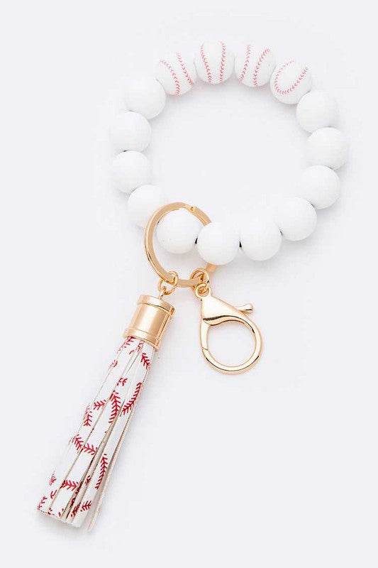Silicon Printed Beads Tassel Bracelet Key Chain