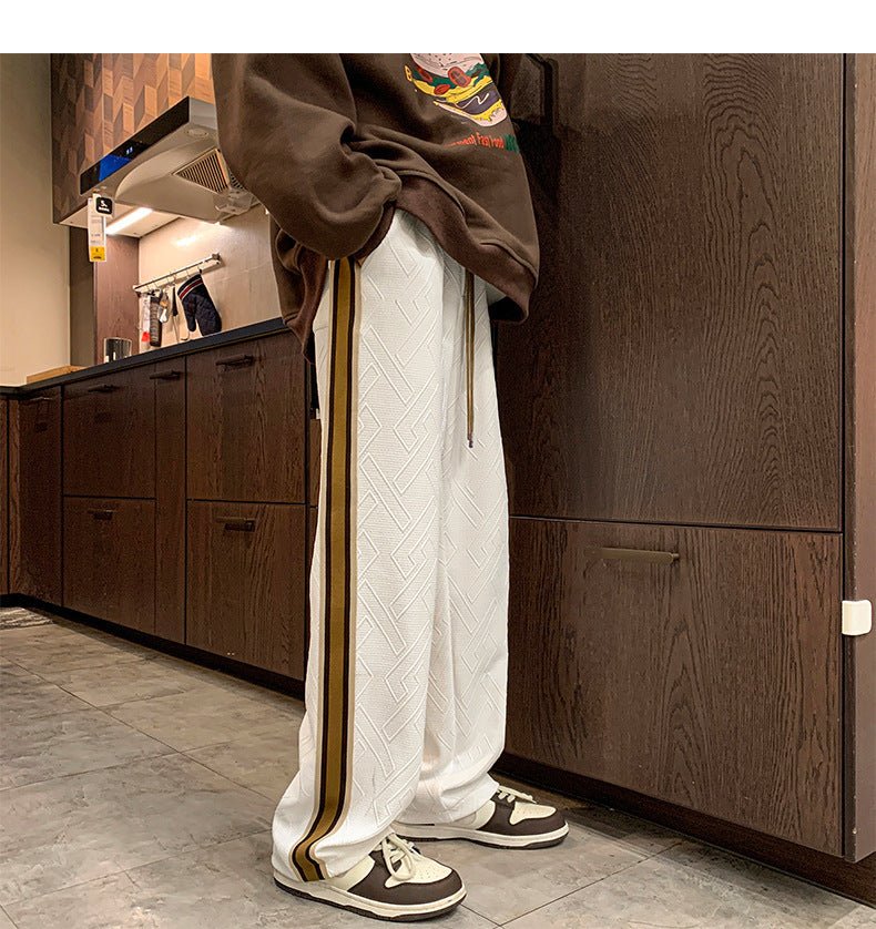 Striped Stitching Pants Same Style Thick Loose Track Sweatpants