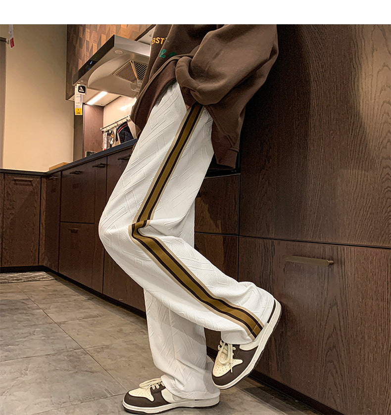 Striped Stitching Pants Same Style Thick Loose Track Sweatpants