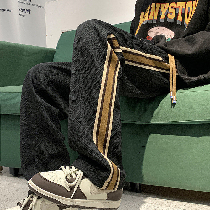 Striped Stitching Pants Same Style Thick Loose Track Sweatpants