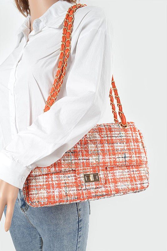 Chic on Repeat Quilted Tweed Convertible Shoulder Bag