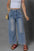 Scottie Blue Washed Pleated Detail Wide Leg Jeans