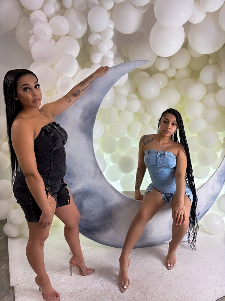 Chain Reaction Denim Romper