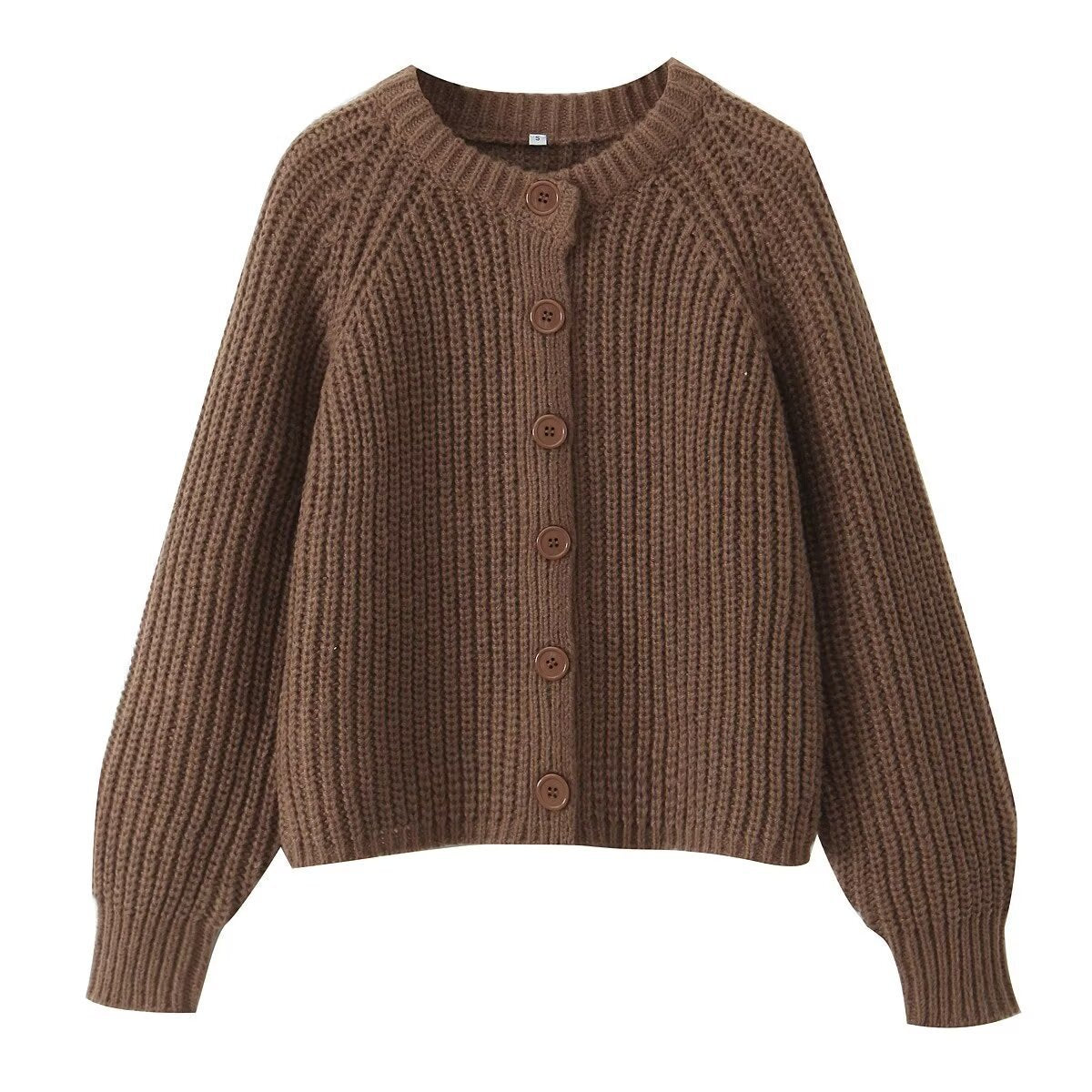 Women's Puff Sleeve Knitted Cardigan Sweater