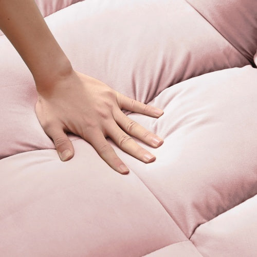 Modern Velvet Loveseat Futon Sofa Couch W Pullout Bed,Small Love Seat Lounge Sofa W Reclining Backrest,Toss Pillows, Pockets,Furniture For Living Room,3 In 1 Convertible Sleeper Sofa Bed