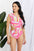 Marina West Pink Cutout Ruffle Swimsuit with Asymmetric Cutout Design