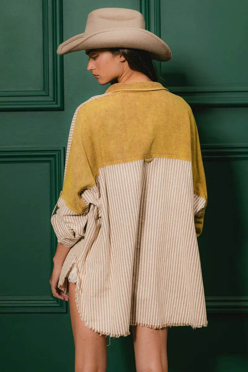 BiBi Washed Raw Hem Shirt