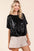Mittoshop Sequin Short Sleeve Elastic Band Hem Top
